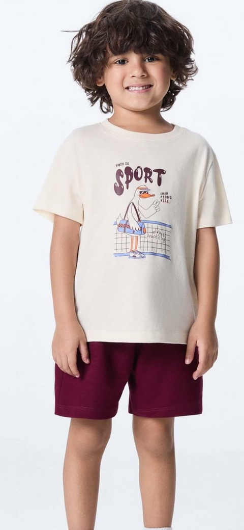 Conjunto Curto Infantil Menino - Off White