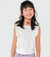 BLUSA CROPPED OFF WHITE COM BABADOS MENINA