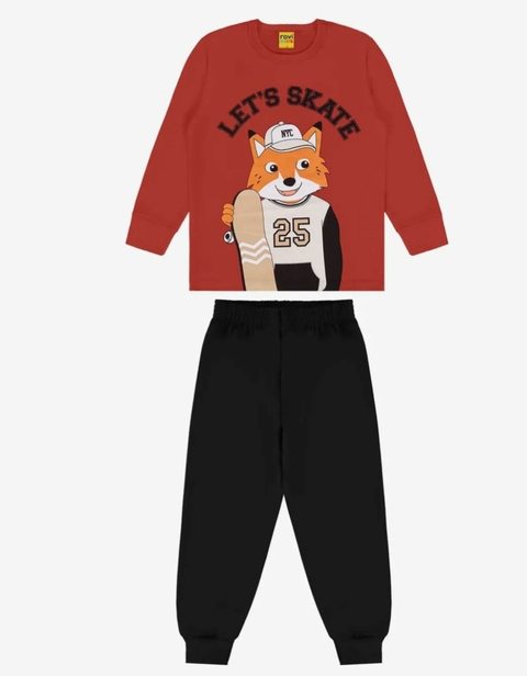 Conjunto Camiseta Manga Longa Com Calça de Moletom Marrom