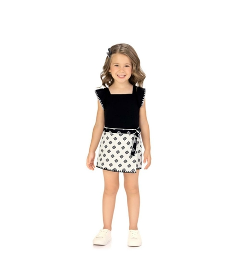 Conjunto Infantil Menina Preto e Branco Milon