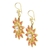 Aretes Estrella 11 picos de Flor Oro con incrustaciones de piedras rosas y centro perla en internet