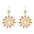 Aretes Estrella 11 picos de Flor Oro con incrustaciones de piedras rosas y centro perla - comprar en línea