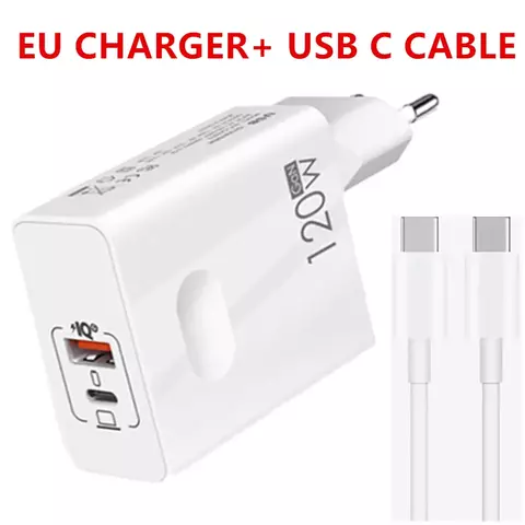 Carregador rápido com cabo USB tipo C PD, adaptador de carga rápida 3.0, iPhon