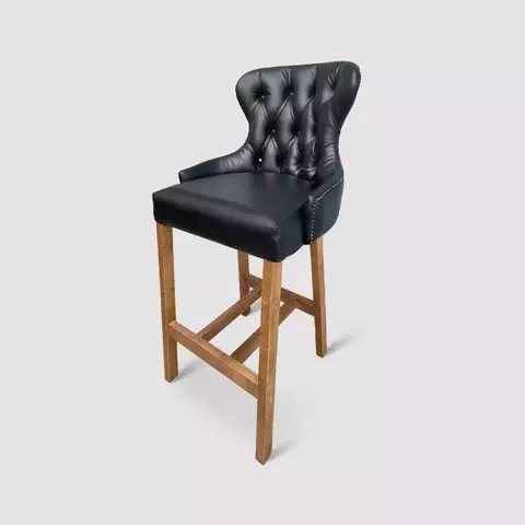 Banqueta Imperador de Madeira Maciça Com Taxas Estofado