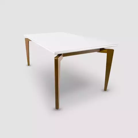 Mesa de Jantar Amanda Pés Tampo Retangular com Vidro 4mm