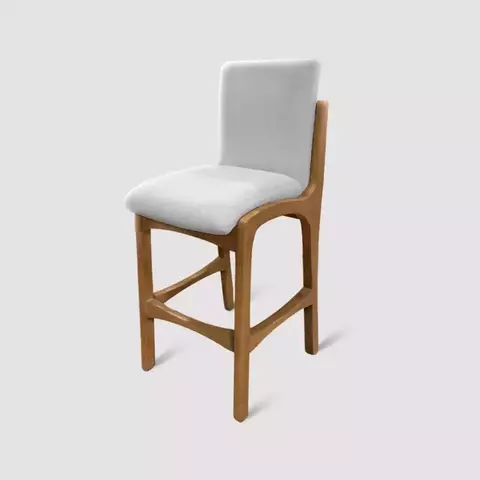 Banqueta Madri de Madeira Maciça Estofada