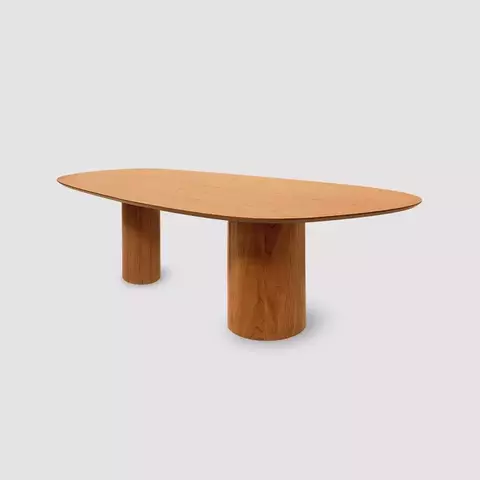 Mesa De Jantar Orgânica Bruma Com Bases Cilíndricas Cinamomo