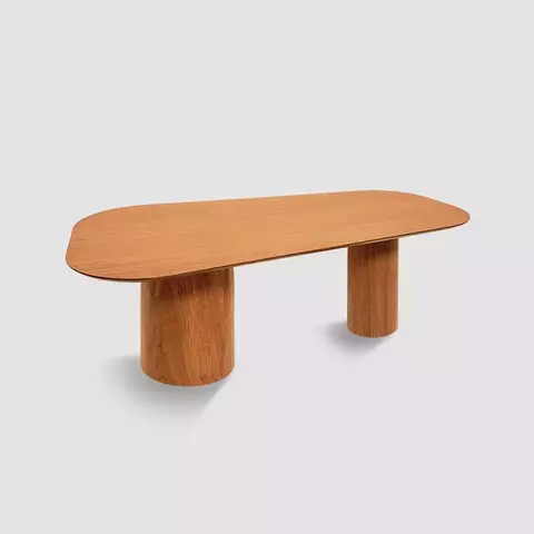 Mesa de Jantar Agata Com Tampo Irregular E Bases Cilíndricas De Tamanhos Diferentes