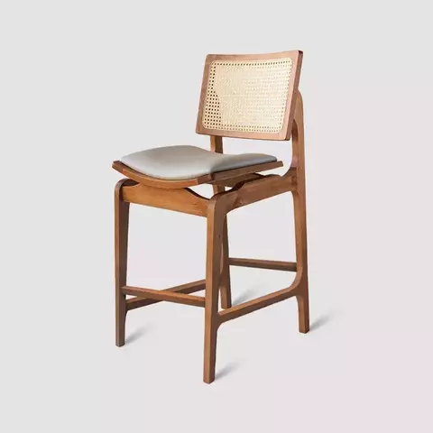 Banqueta Dubai De Madeira Maciça Encosto em Tela com Assento Anatômico