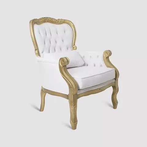 Poltrona Imperador de Madeira Maciça com Tachas Estofado