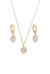 CONJUNTO COM PEDRA DE CORAÇÃO CRISTAL (OURO)