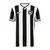 Camisa do Botafogo 24/25, com listras verticais pretas e brancas, logo do clube no peito.