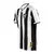 Camisa do Botafogo para a temporada 24/25, com listras pretas e brancas, logo do clube e detalhes em amarelo.