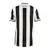 Camisa do Botafogo 24/25, modelo Manto 1, com listras verticais em preto e branco, vista traseira.