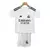 Kit infantil do Real Madrid 24/25 composto por camisa branca e calção, com logotipo e patrocinador.