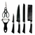 Jogo de Facas 6 Peças Com Tesoura Knife Set Preto