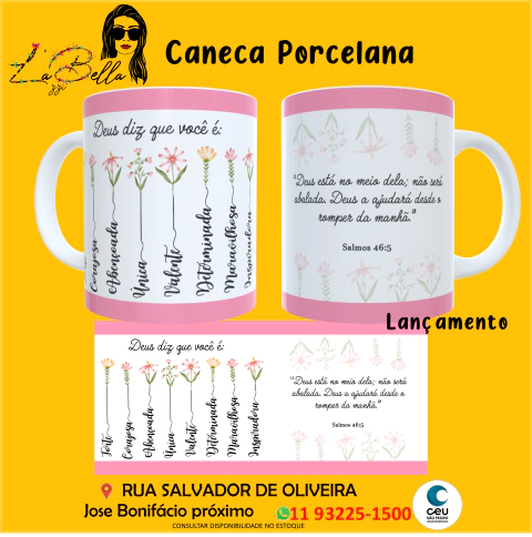 Caneca - Versículo bíblico- 325ML - salmos 46:5 - comprar online
