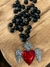 COLLAR CORAZON ROJO CON ALAS Y CUENTAS NEGRAS