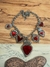 COLLAR CORAZONES MILAGRO PLATA CON ROJO ACERO INOXIDABLE