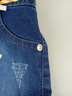 Jardineira Jeans Saia escura na internet