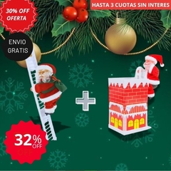 PAPA NOEL CHIMENEA+PAPA NOEL ESCALERA-32%OFF!!! |LUCES DE REGALO TROKKA.