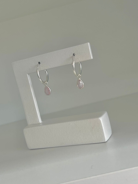 Argolinha Encaixe Com Pingente Gota Quartzo M Prata 925