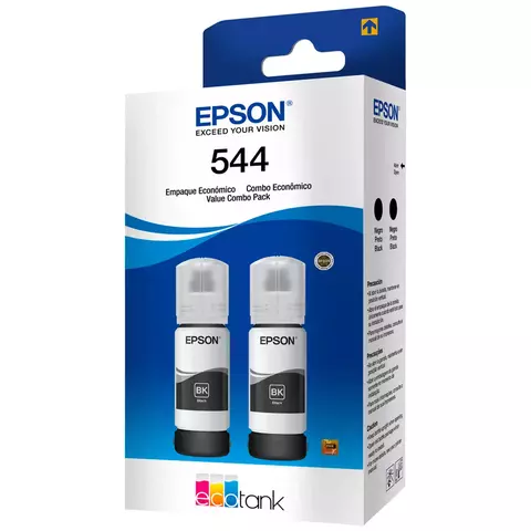 KIT GARRAFA DE TINTA EPSON PARA ECOTANK 65ML T544 - COM 2 UNIDADES PRETO