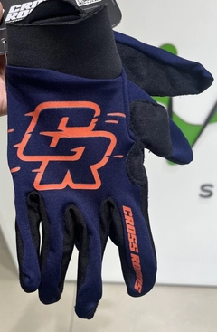 GUANTES CROSS ROADS AZUL CON LOGO NARANJA