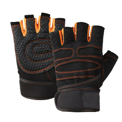 GUANTES MEDIO DEDO NEGRO/NARANJA