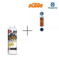 KIT ACEITE IPONE KATANA 10W50 Y FILTRO DE ACEITE KTM / HUSQ / GAS GAS