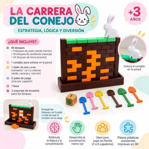 Juego de lógica con conejo