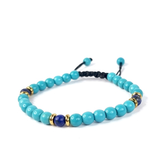 Amun macrame: turquesa howlita e lápis lazúli com aço ouro para ele - RUMAYA JEWELRY