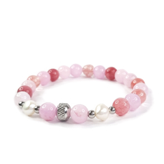 Ora stretch: Quartzo, Jaspe e Opala com Pérola e aço steel para ela - RUMAYA JEWELRY