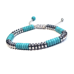 WAYA macrame: turquesa howlita e hematita para todes - comprar online