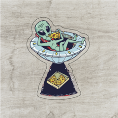 Extraterrestre comiendo pizza