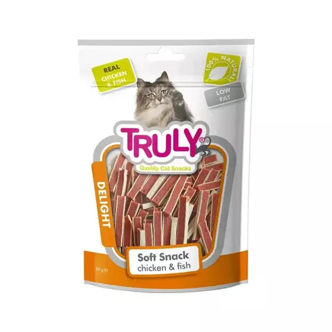 PETISCO TRULY FRANGO E PEIXE TIRAS 50G