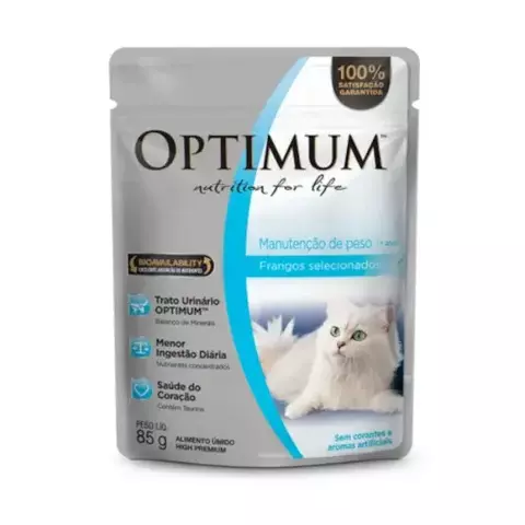 SACHE OPTIMUM CAT FRANGO MANUTENCAO DE PESO 85G