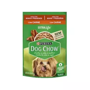 SACHE DOG CHOW ADUL MIN E PEQ CARNE 100G