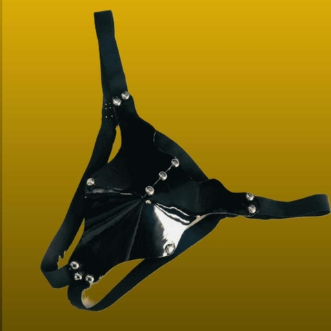 Cueca Jockstrap Preta Couro