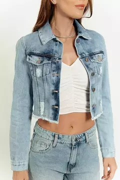 JAQUETA JEANS CROPPED BARRA A FIO - Busto Aramado