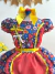Vestido Infantil Junino Caipira Azul Festa São João Colorido