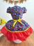 Vestido Infantil Junino Caipira Azul Festa São João Colorido