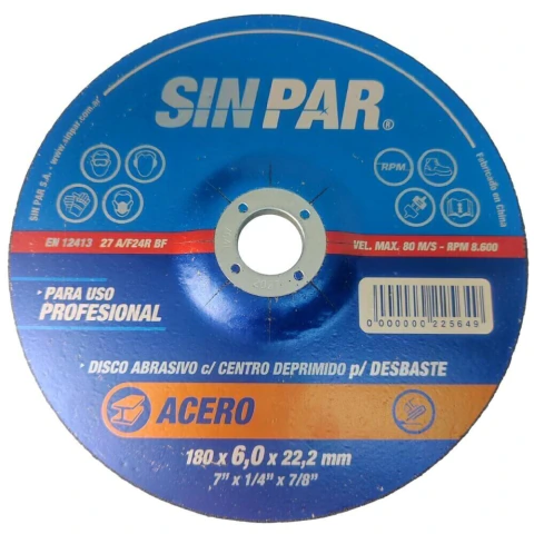DISCO DE DESBASTE 180 X 6.0 X 22.2 X 5UN SINPAR