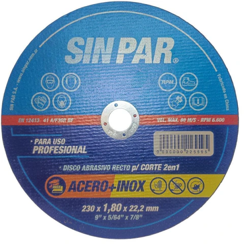 DISCO DE CORTE 230 X 1.8 X 22.2 X 5UN SINPAR