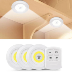 Kit com 3 Lâmpadas LED Spot Sem Fio e Controle Remoto - CasaPopular