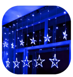 Imagem do Cascata de Estrela com 138 LEDs – 8 Funções Natalinas em Azul e Colorido, 110V