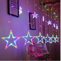 Cascata de Estrela com 138 LEDs – 8 Funções Natalinas em Azul e Colorido, 110V - comprar online