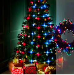 Cordão Pisca Pisca 30m com 300 LEDs – Luzes Branco Frio para Decoração de Árvore de Natal