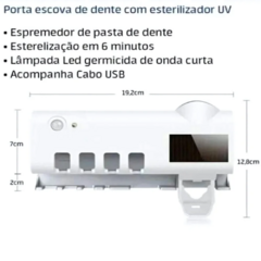 Suporte Dispenser Aplicador de Pasta e Escova de Dentes com Esterilizador UV - loja online