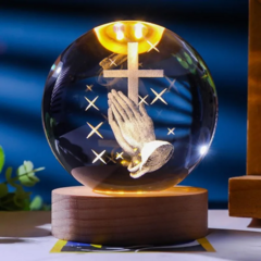 Luz Noturna Jesus 3D em Bola de Cristal - CasaPopular